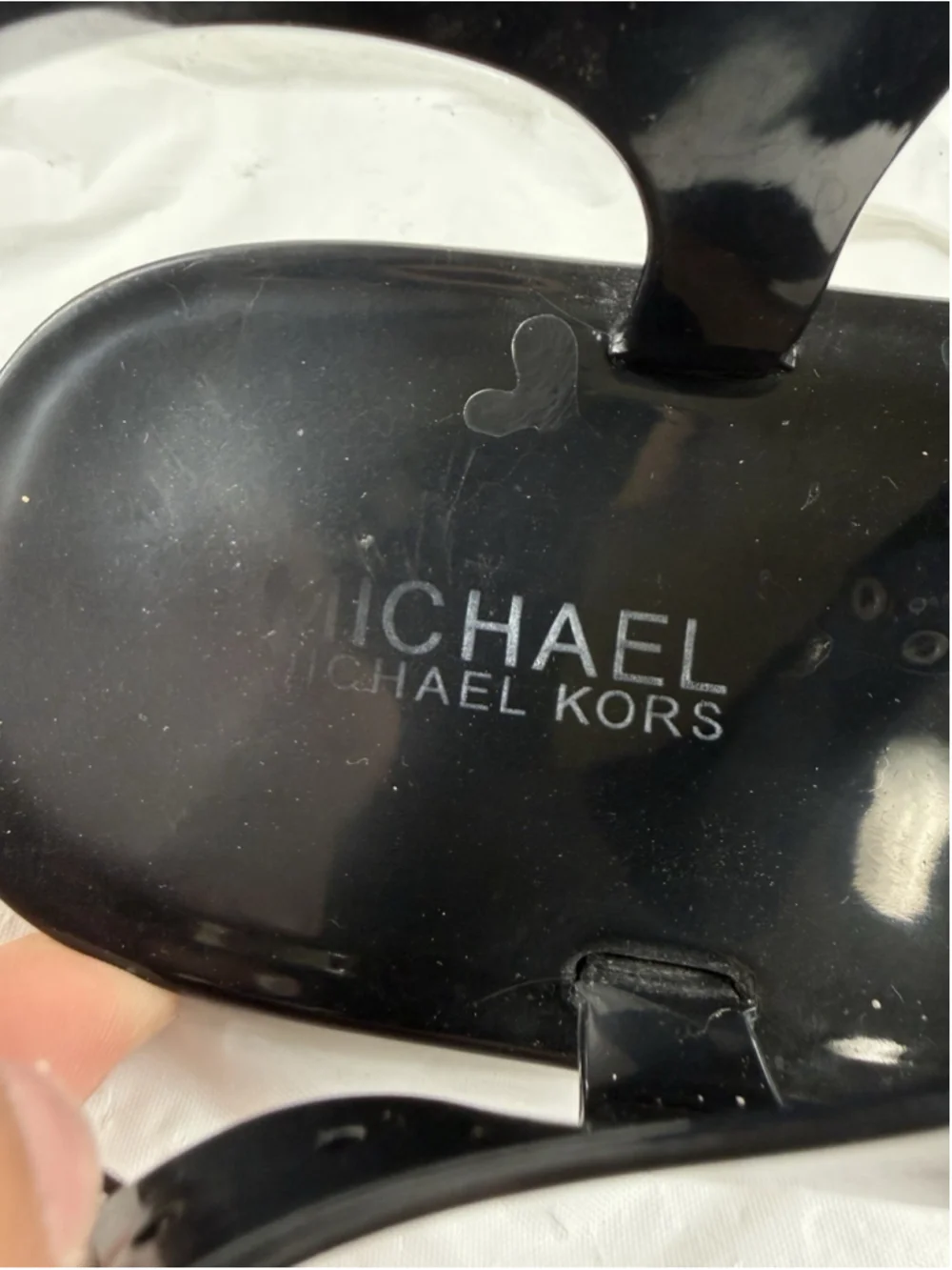 MICHAEL KORS MK PLATE ICONIC JELLY PVC LOGO THONG SANDALS SIZE 8